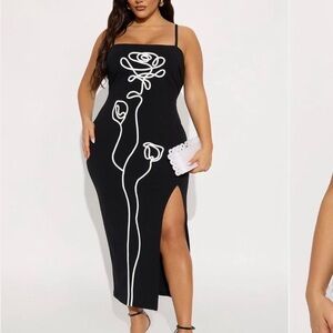 Fashion Nova Black Dress with White Accents